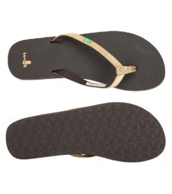 Sanuk Women's Yoga Joy Metallic Flip Flop Gold -Fashion Sandals Store 4429073154091 gold 4a