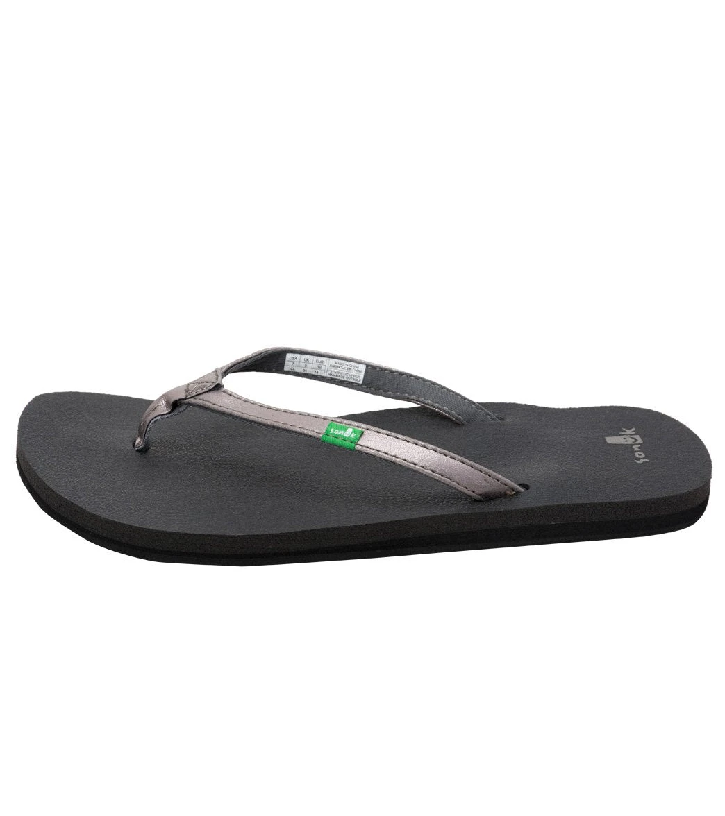 Sanuk Women's Yoga Joy Metallic Flip Flop Pewter 4 Sanuk Women's Yoga Joy Metallic Flip Flop Pewter - Image 2
